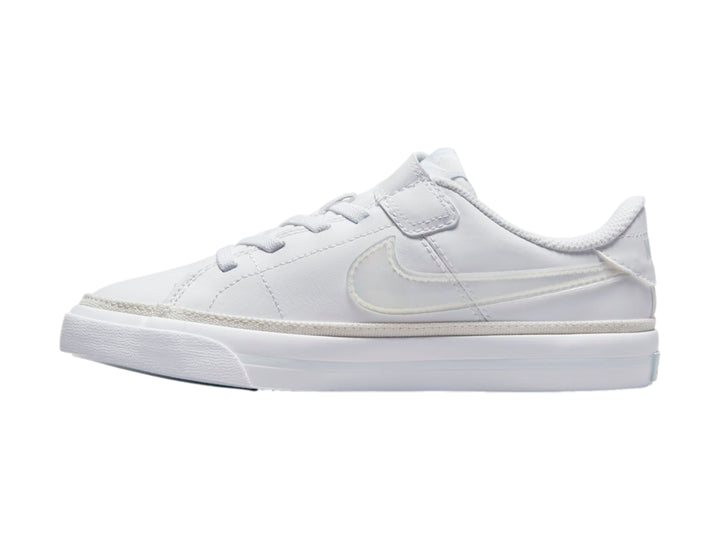 Tenis Nike Court Legacy blancos para Niño y Niña con cordones y correa de velcro.
