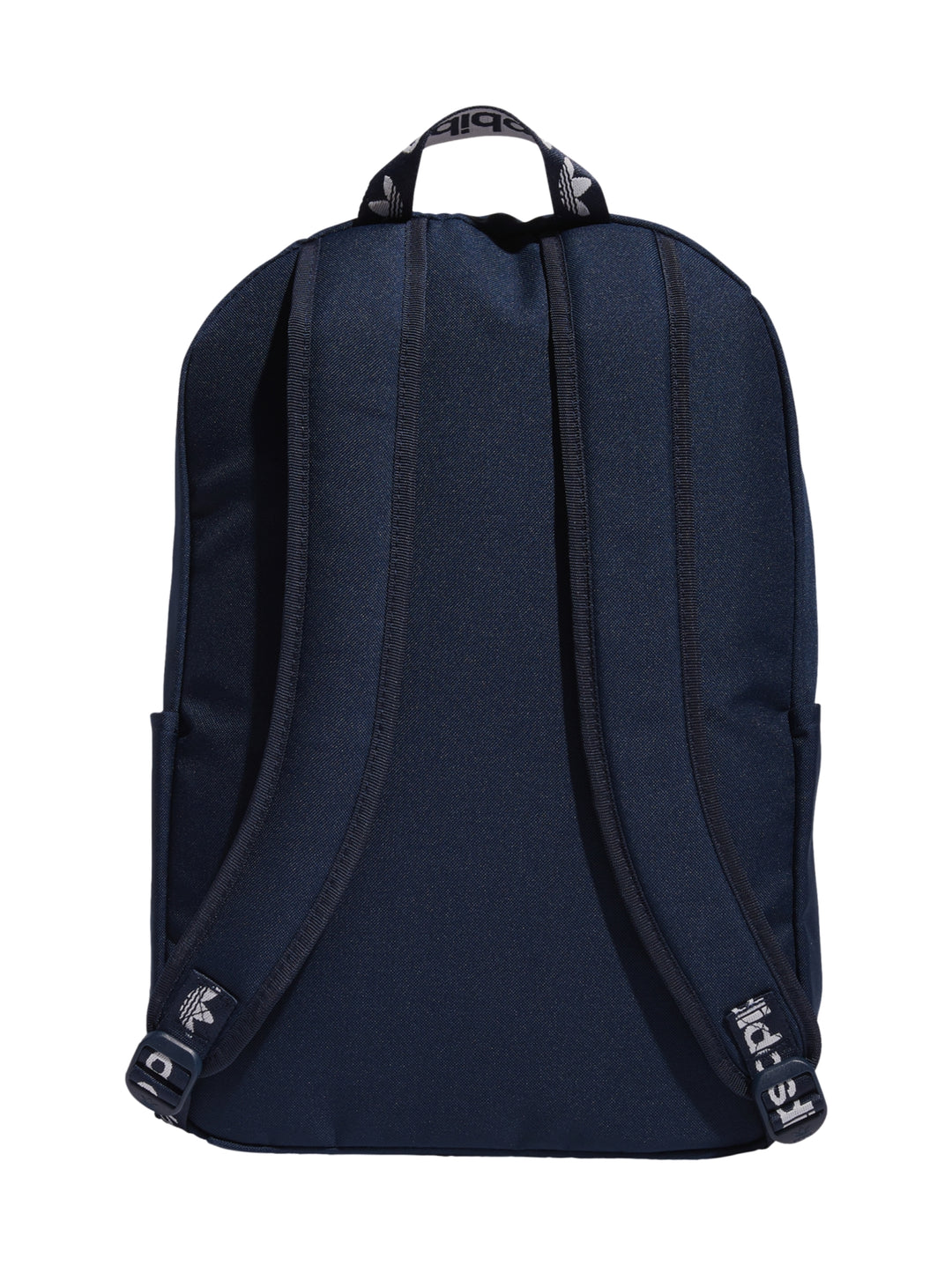 Mochila Adidas Adicolor color azul marino con logotipo blanco y bolsillo frontal.