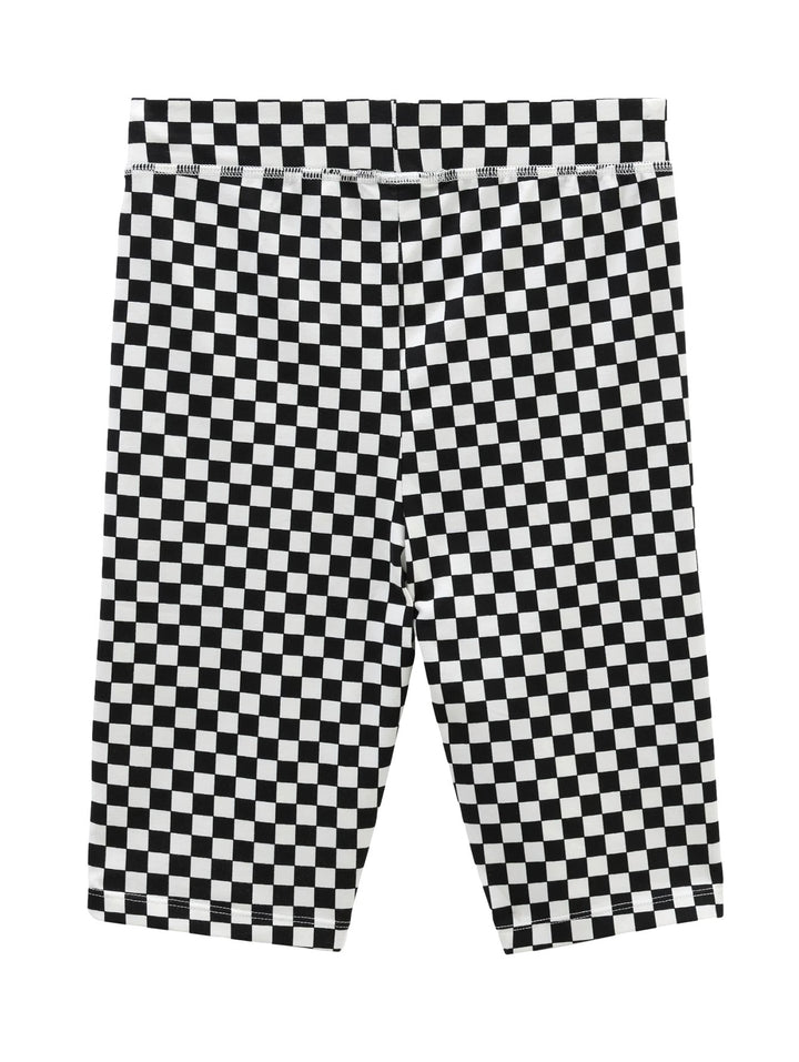 Short tipo legging VANS con estampado de cuadros blancos y negros en vista posterior.