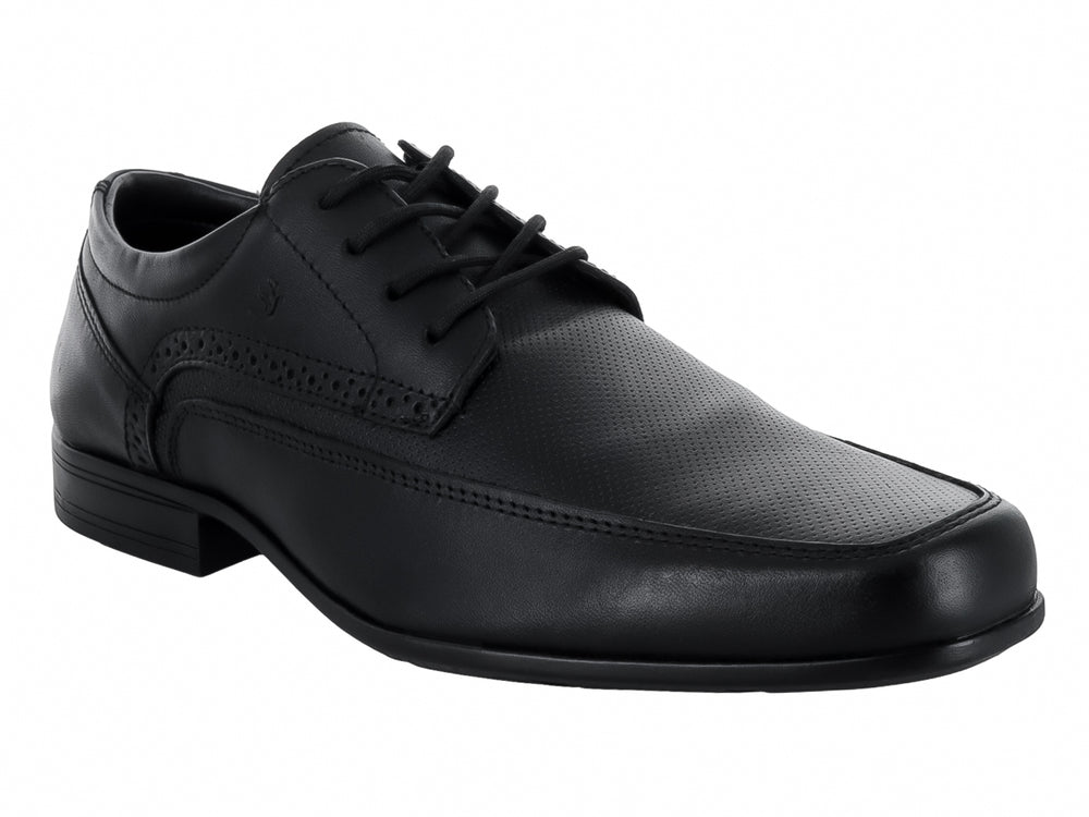 Zapato formal para Hombre en color negro con cordones y detalles perforados laterales.