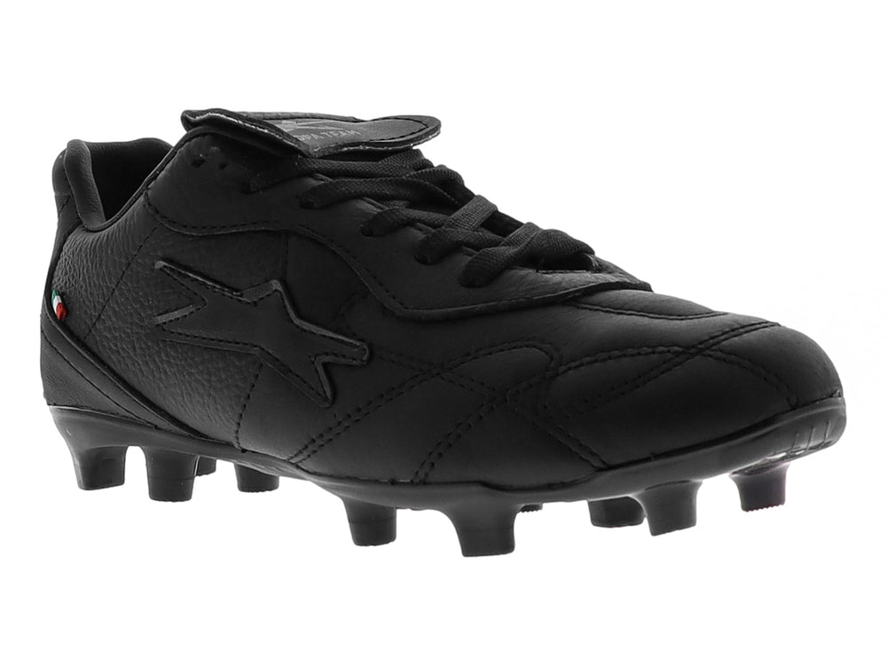 Tenis de fútbol color negro con suela de tacos para pasto, marca EESCORD.