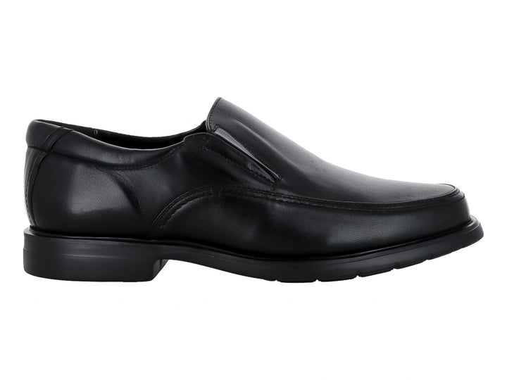Zapato tipo mocasín para Hombre en color negro con acabado liso y suela plana.
