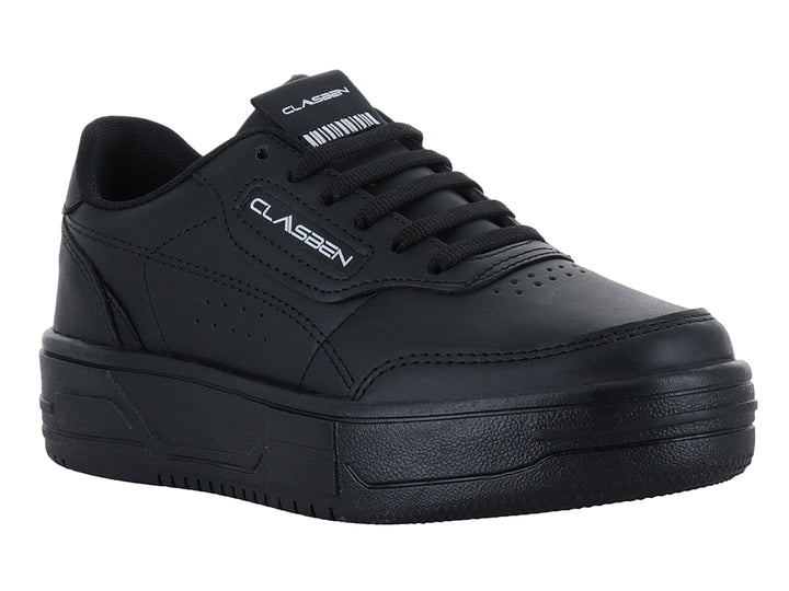 Zapato deportivo Clasben color negro con suela de plataforma ancha y cordones
