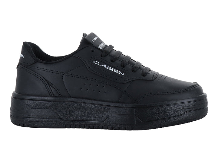 Zapato deportivo Clasben color negro con suela de plataforma ancha y cordones