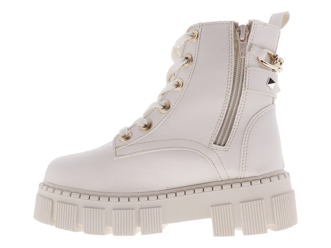 Botas color hueso con plataforma gruesa y cordones