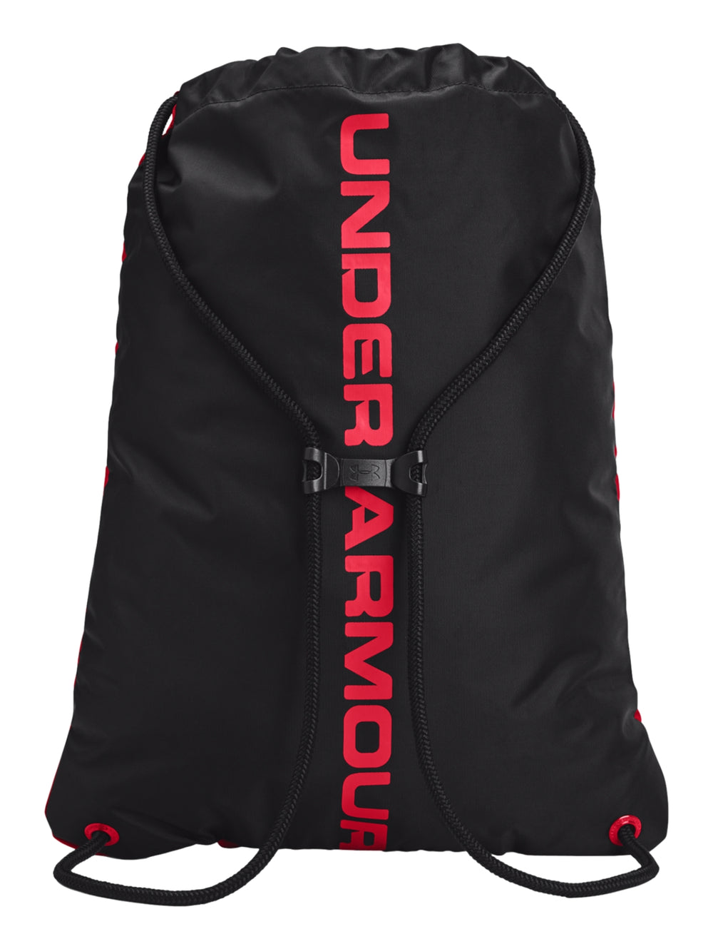 Mochila de cordones Under Armour color rojo con logotipo blanco frontal.