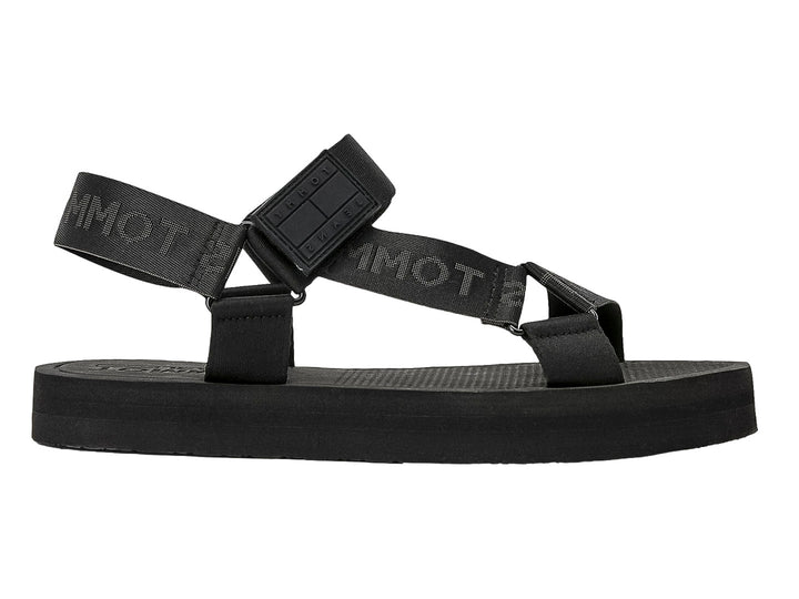 Sandalia negra Tommy Hilfiger para hombre con correas ajustables y suela de EVA.