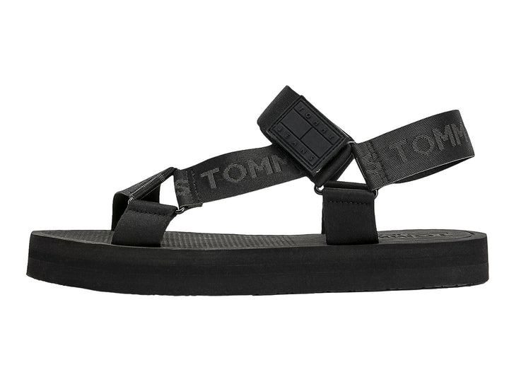 Sandalia negra Tommy Hilfiger para hombre con correas ajustables y suela de EVA.