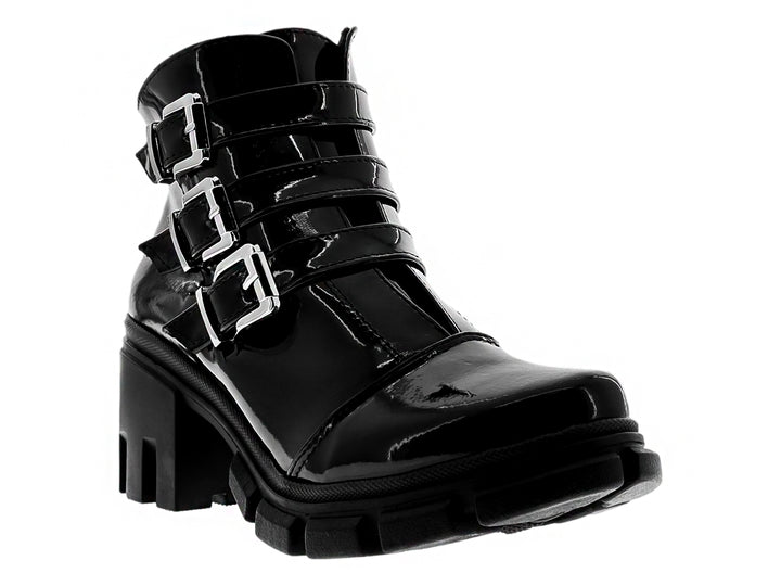 Botines de Charol Negro Luna Rosa para Mujer