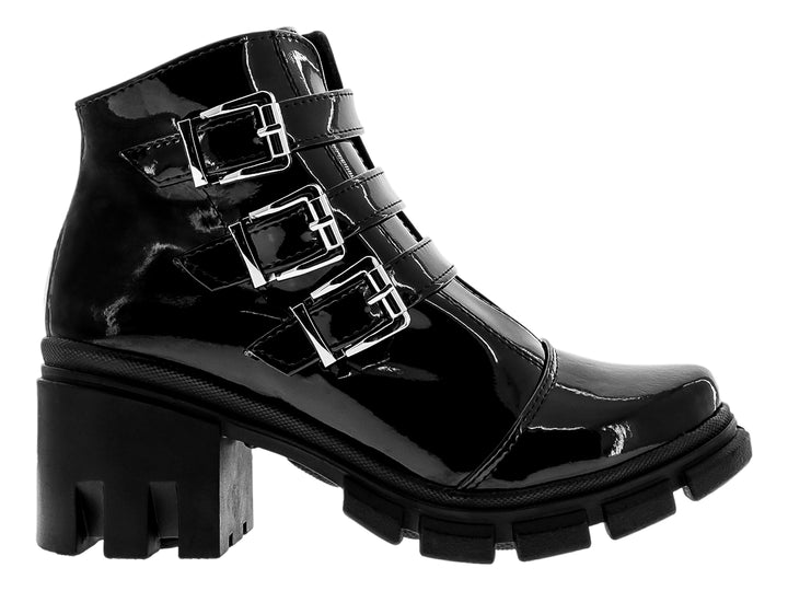 Botines de Charol Negro Luna Rosa para Mujer