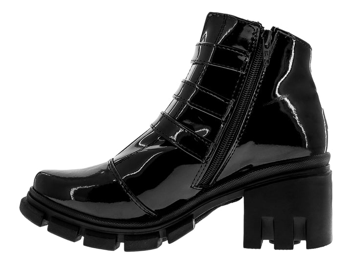 Botines de Charol Negro Luna Rosa para Mujer