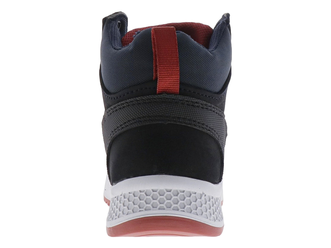 Botas infantiles Nevada color azul con detalles rojos y suela blanca.