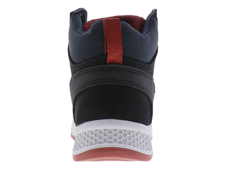 Botas infantiles Nevada color azul con detalles rojos y suela blanca.