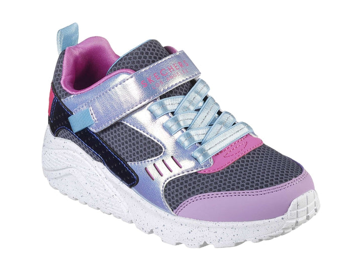 Tenis SKECHERS ONE LITE infantiles multicolor con detalles iridiscentes y suela blanca.
