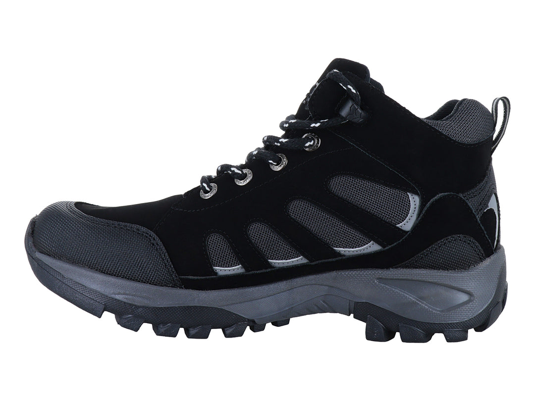 Botín deportivo Jeep color negro con detalles en gris y suela robusta para senderismo.