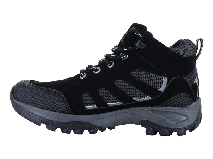 Botín deportivo Jeep color negro con detalles en gris y suela robusta para senderismo.