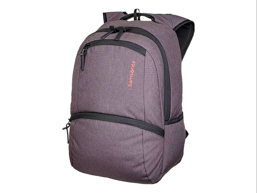 Mochila Samsonite Elevation Lyra en color gris con detalles en negro y textura lineal.