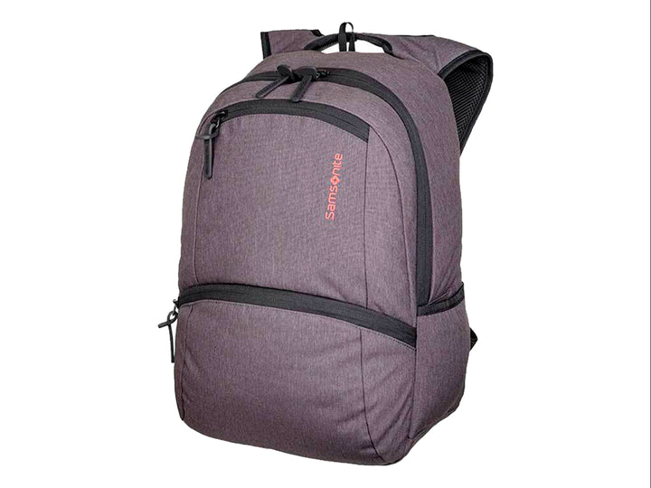 Mochila Samsonite Elevation Lyra en color gris con detalles en negro y textura lineal.