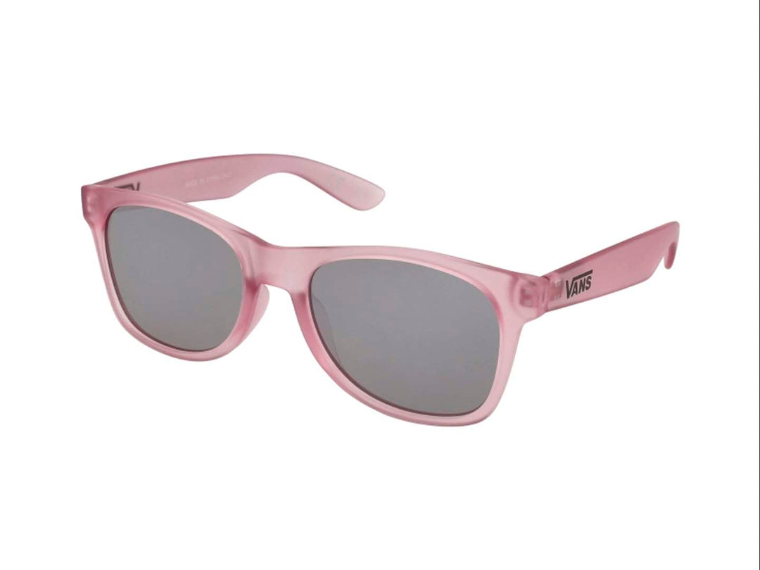 Lentes de sol marca Vans con montura de color rosa elderberry y micas oscuras en forma ovalada.