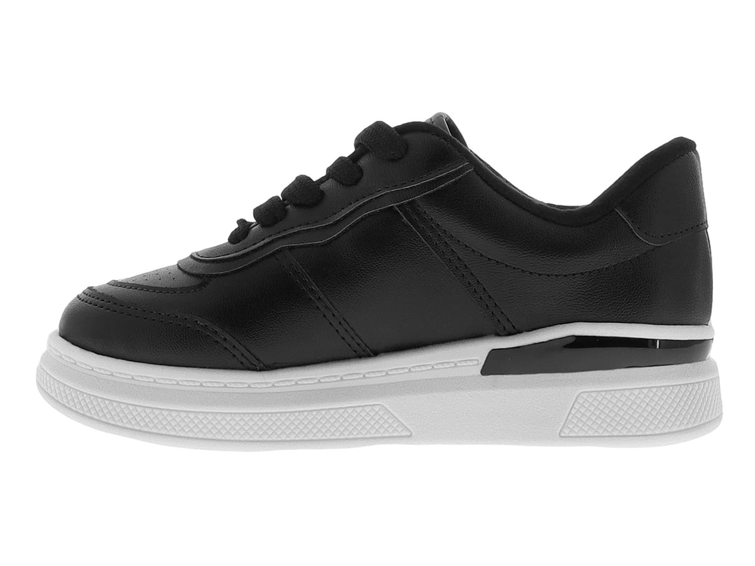 Tenis infantiles Molekinha de color negro con suela blanca y agujetas negras.