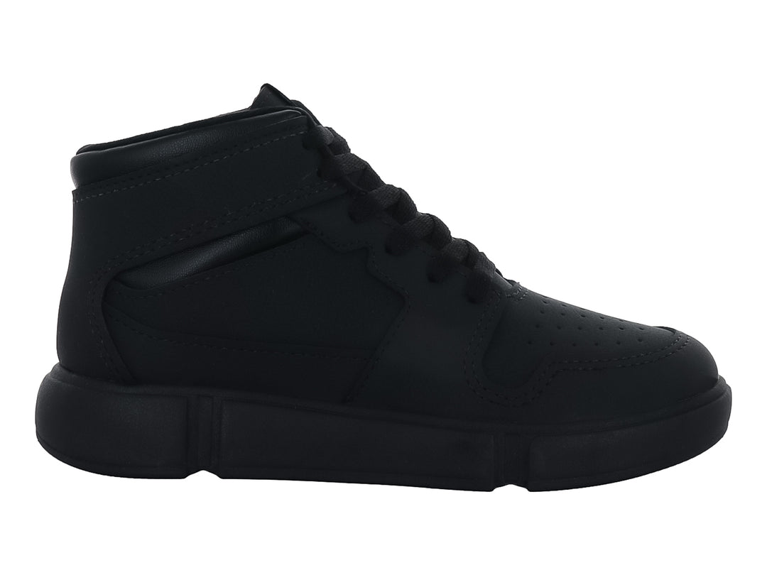 Tenis negros de bota para niño con suela gruesa y acabado mate.