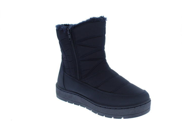 Botas Furor color azul marino con acabado acolchado, cierre lateral y forro interior de piel sintética.