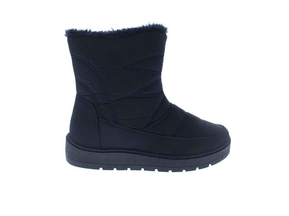 Botas Furor color azul marino con acabado acolchado, cierre lateral y forro interior de piel sintética.