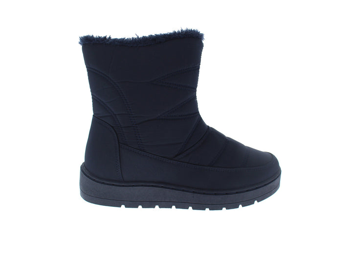Botas Furor color azul marino con acabado acolchado, cierre lateral y forro interior de piel sintética.