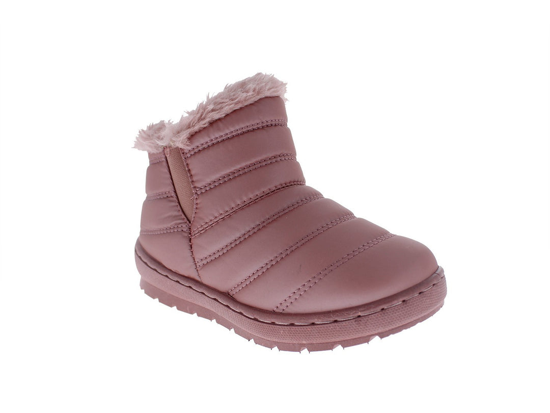 Botas rosas acolchadas con forro de peluche para niña.