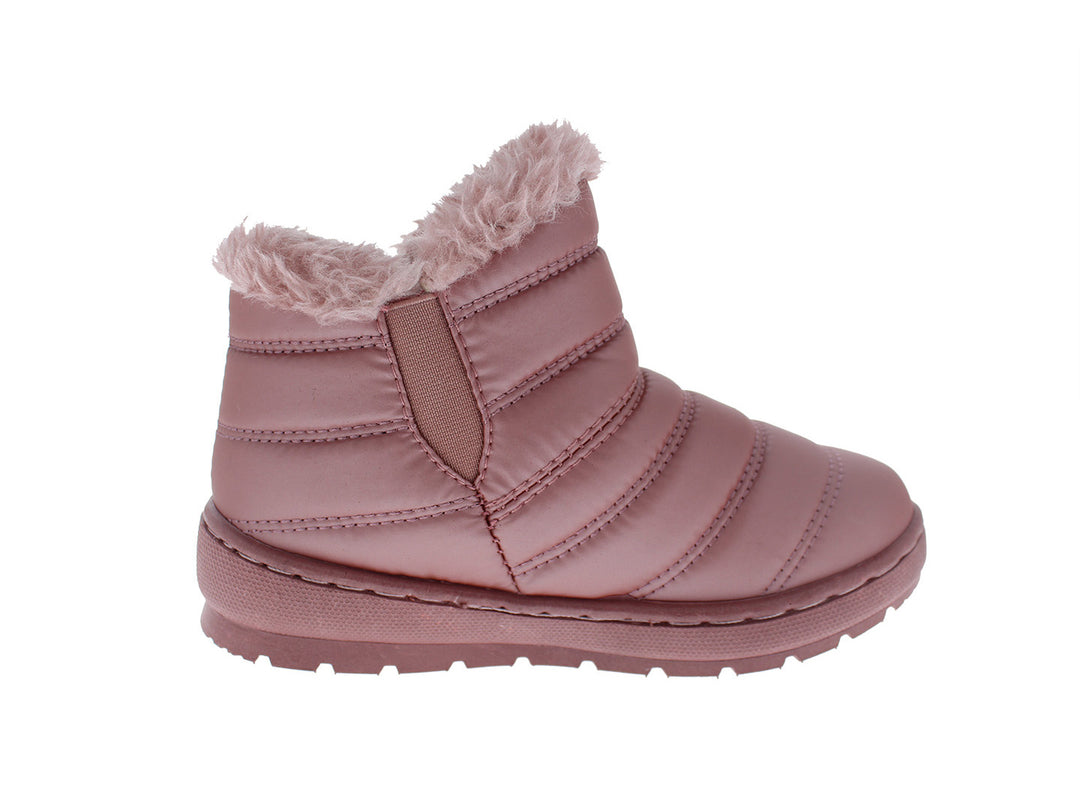 Botas rosas acolchadas con forro de peluche para niña.