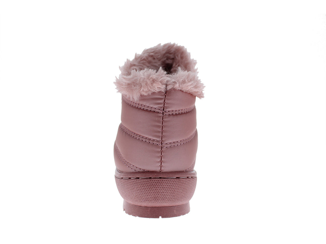 Botas rosas acolchadas con forro de peluche para niña.