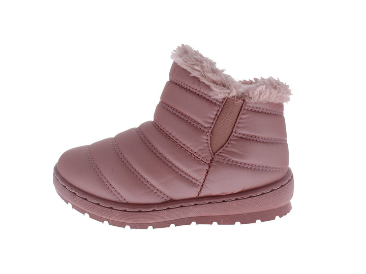 Botas rosas acolchadas con forro de peluche para niña.