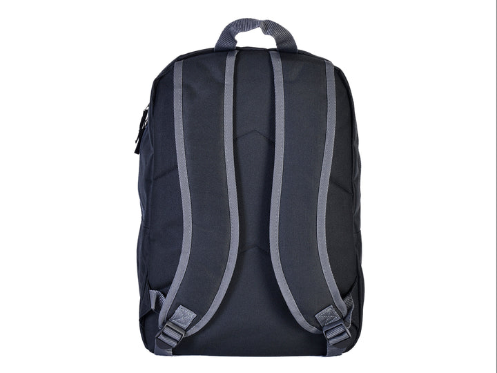 Mochila escolar negra con diseño de Among Us y temática espacial.