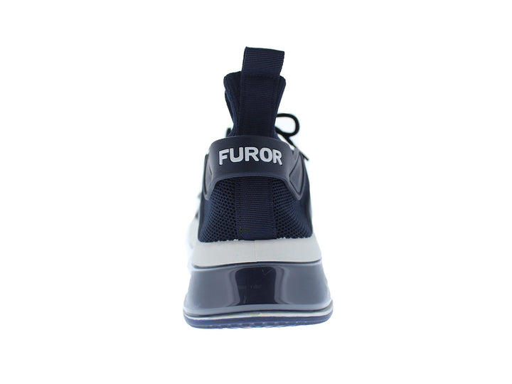 Tenis deportivos FUROR color navy con suela blanca y tejido transpirable.