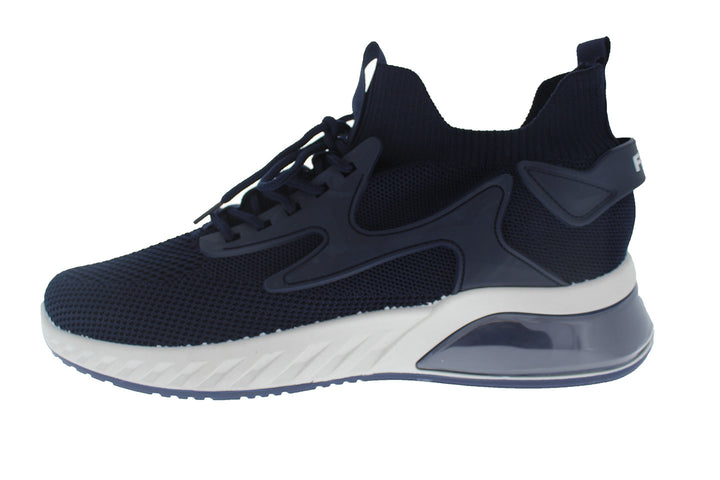 Tenis deportivos FUROR color navy con suela blanca y tejido transpirable.