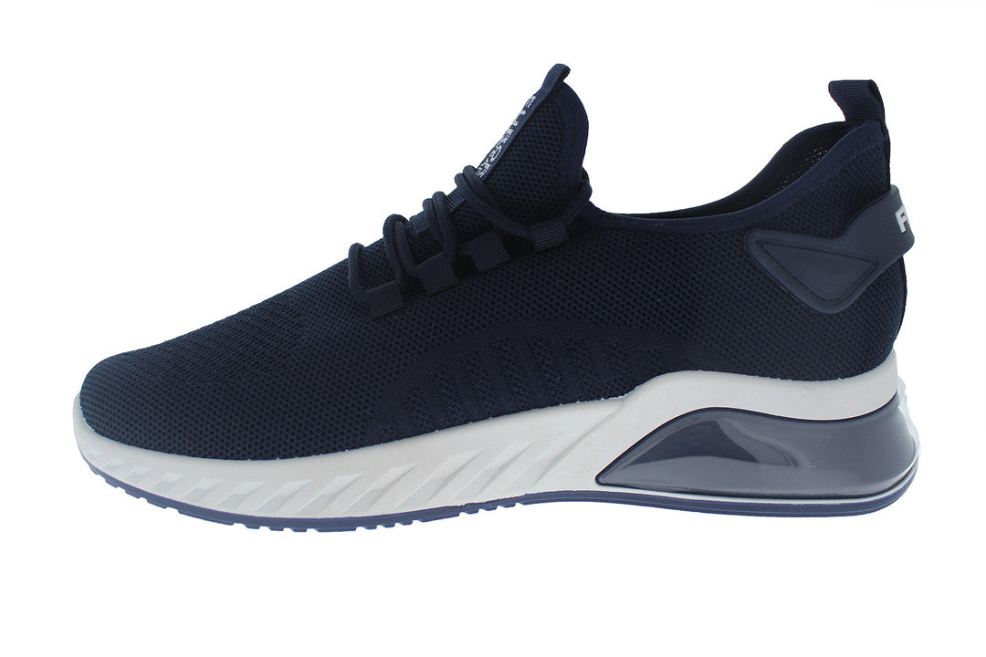 Tenis deportivos Furor color navy con suela blanca y tejido transpirable.