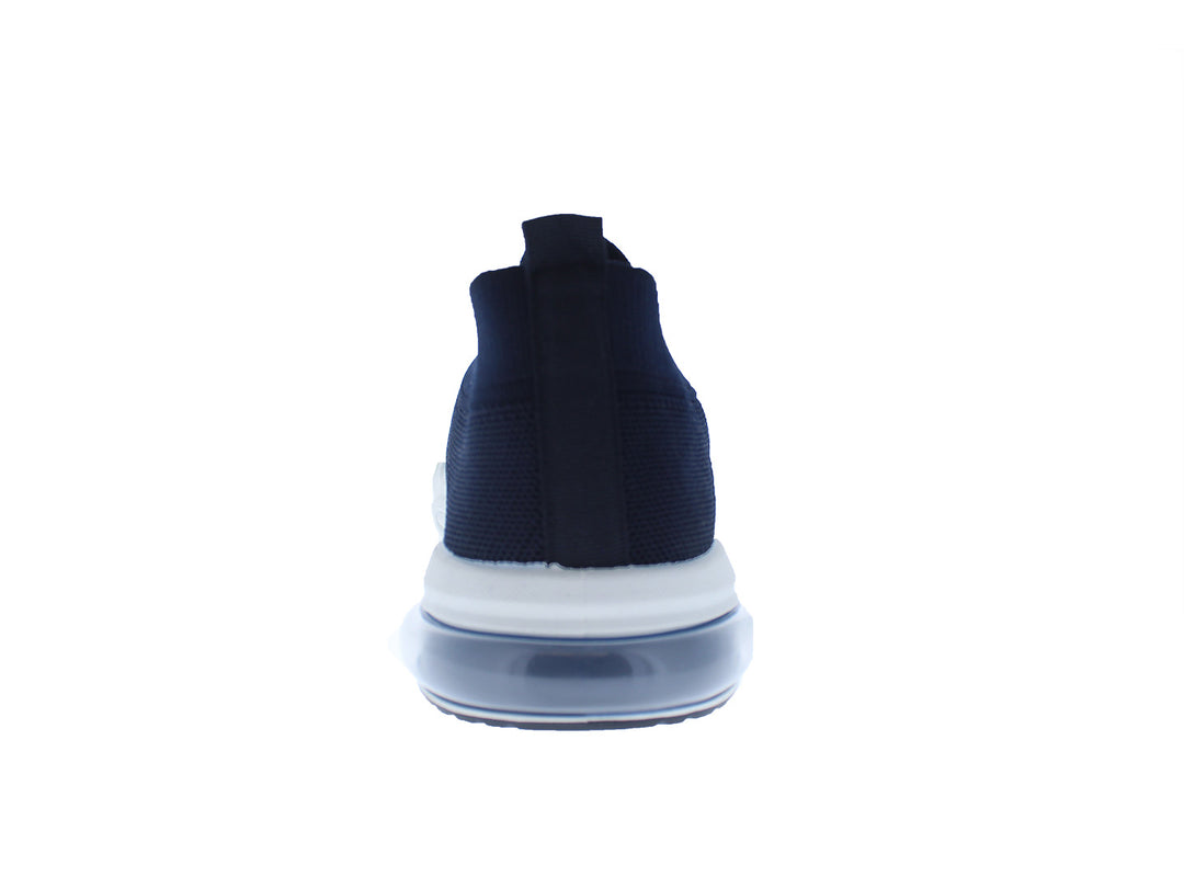 Tenis deportivos FUROR color azul marino con suela blanca, diseño sin cordones en tejido transpirable.