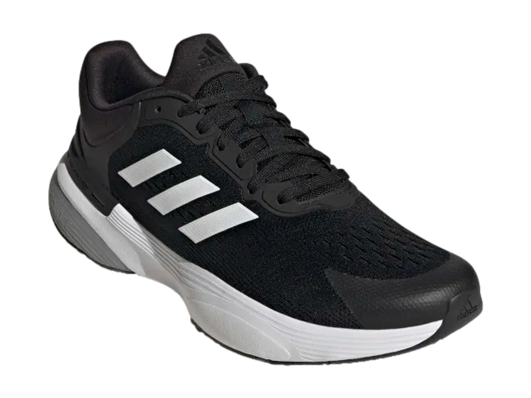 Tenis deportivos Adidas Response Super 3.0 color negro con suela blanca y gris.