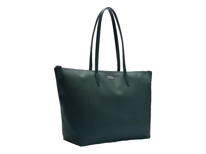 Bolso de hombro Lacoste color verde oscuro con asas largas y acabado liso.
