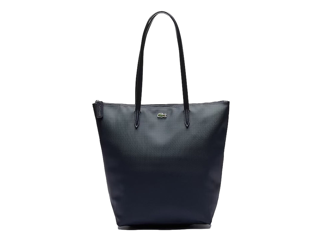 Bolso de hombro Lacoste modelo NF1890 en color azul marino con asas largas y logotipo frontal.