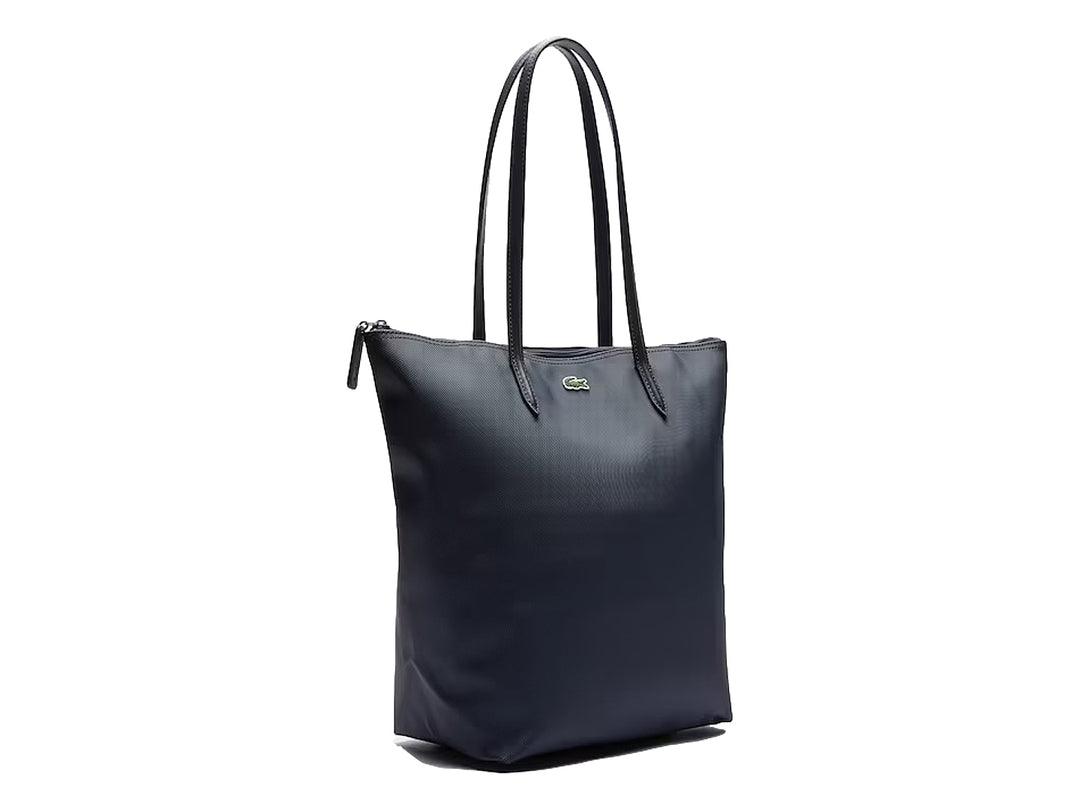 Bolso de hombro Lacoste modelo NF1890 en color azul marino con asas largas y logotipo frontal.