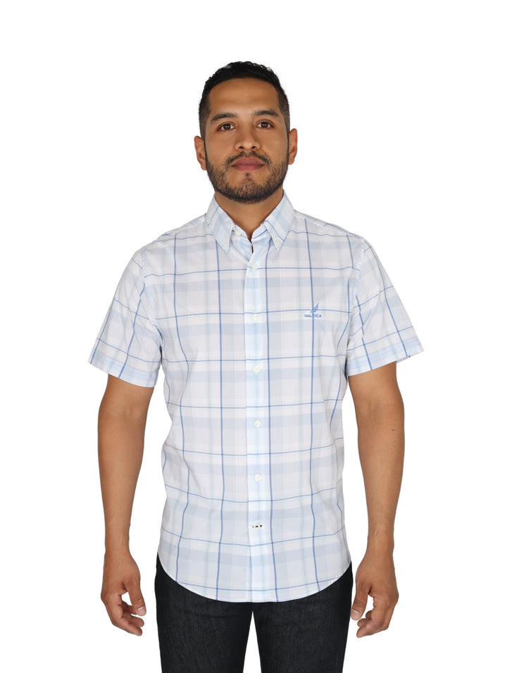 Camisa Nautica Manga Corta Azul Cielo para Hombre