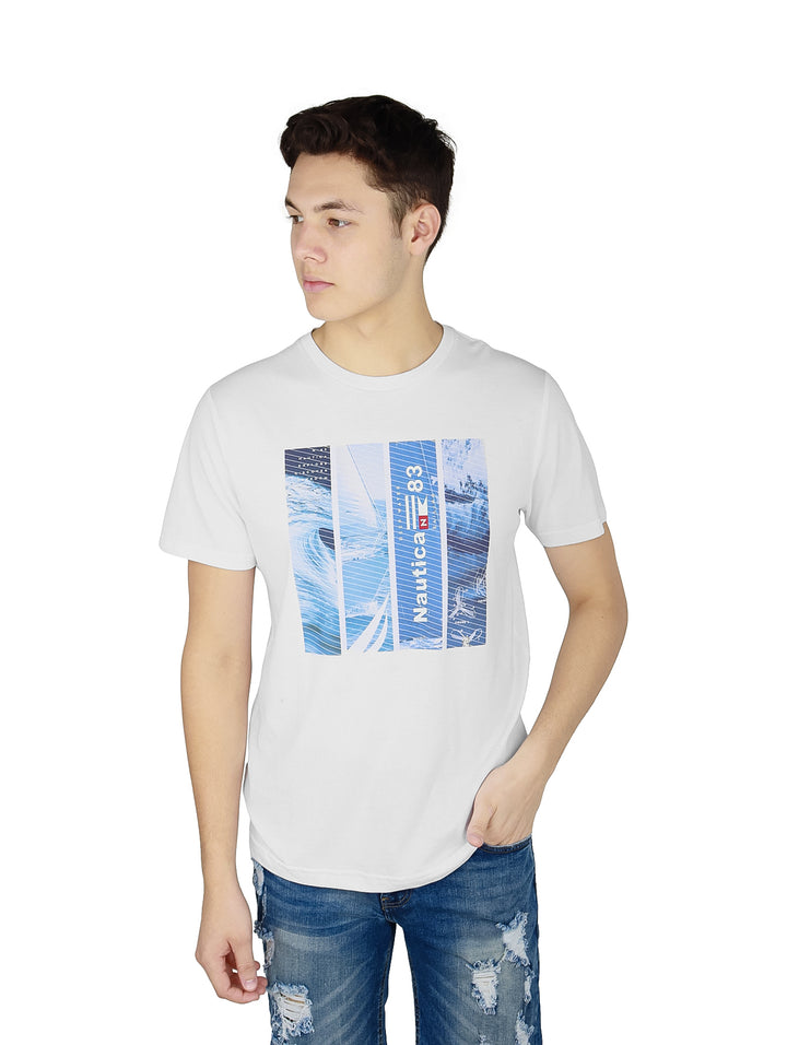 Playera Nautica Cuello Redondo Blanca para Hombre