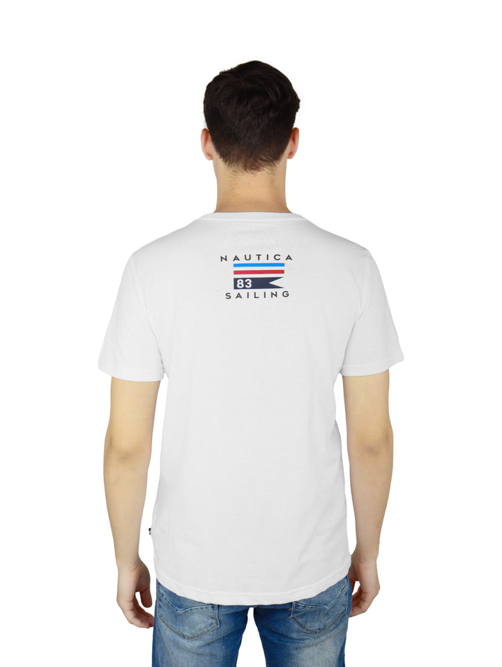 Playera Nautica Cuello Redondo Blanca para Hombre