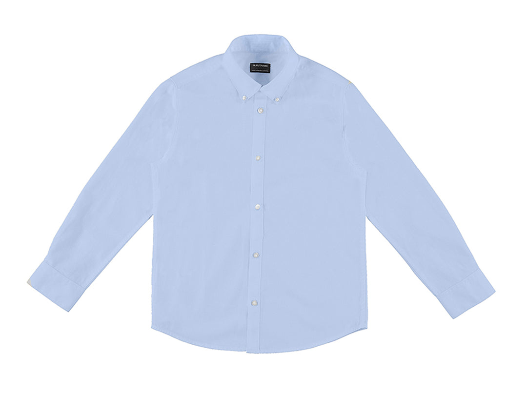 Camisa básica de manga larga en color celeste para niño.