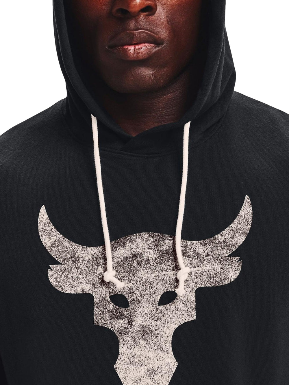 Sudadera sin mangas color negro con capucha y gráfico frontal blanco de la línea Project Rock.