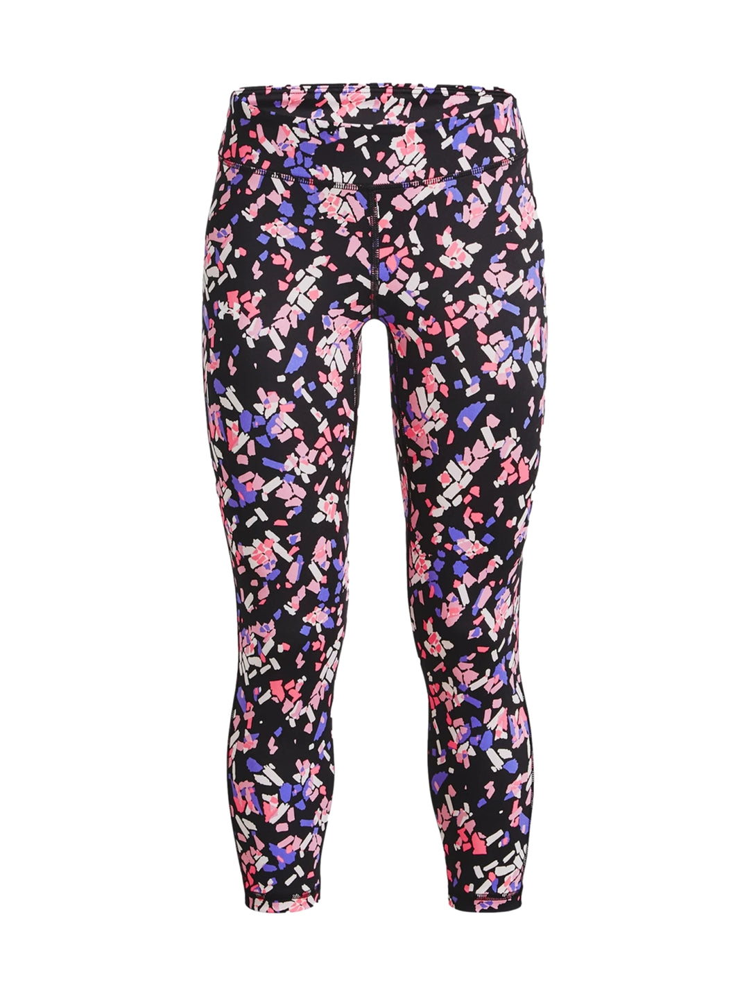 Leggings deportivos con estampado abstracto en colores negro, rosa y morado.