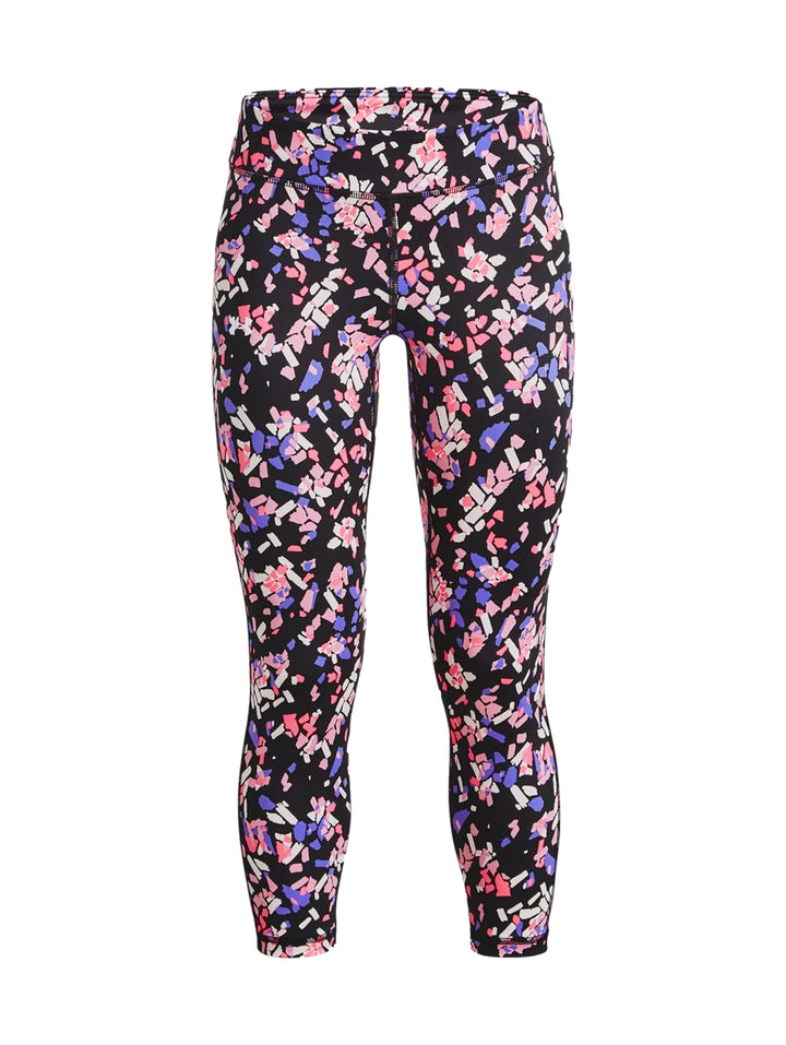 Leggings deportivos con estampado abstracto en colores negro, rosa y morado.