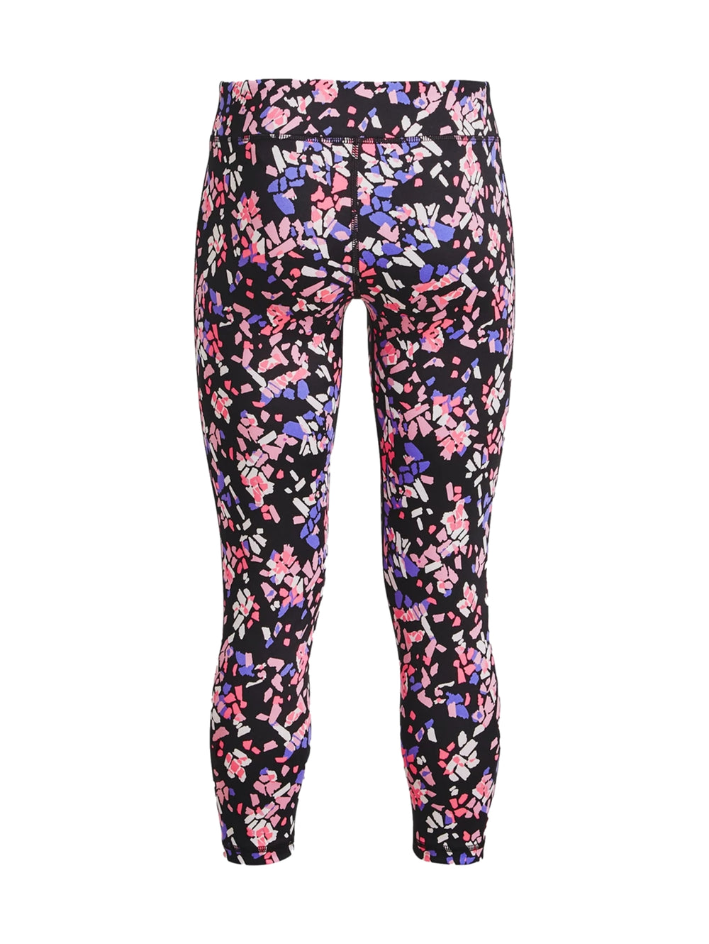 Leggings deportivos con estampado abstracto en colores negro, rosa y morado.