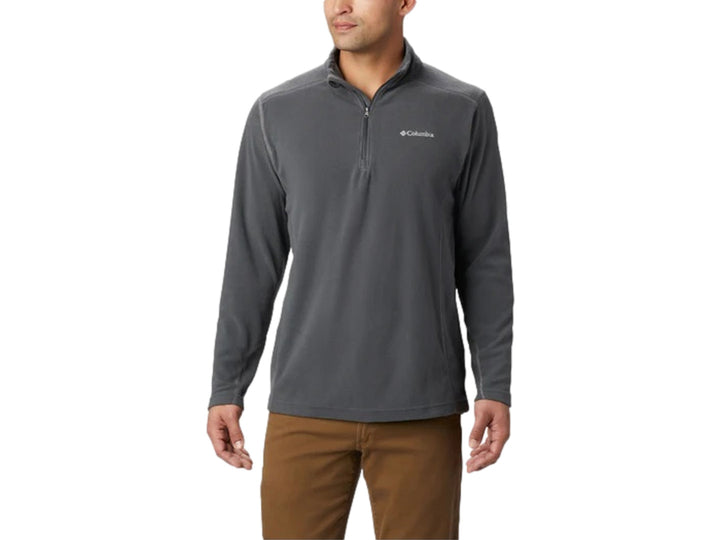 Sudadera Columbia color gris oscuro con media cremallera y cuello alto.